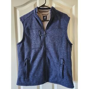 Johnnie-O Wes Full Zip Performance Vest Wake Heathered Blue Navy Medium Pockets